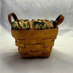 Longaberger 1998 Thyme Booking Basket with Floral Liner and Protector